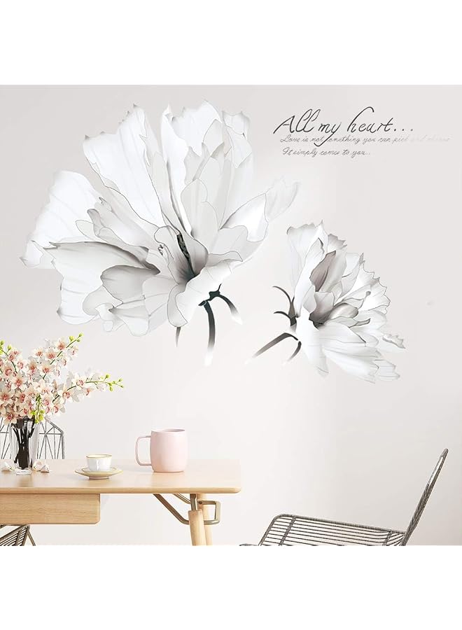 Floral Wall Stickers Flower Wall Decal Decor White Wall Decals Wall Treatments Wall murals Wall Paintings for Living Room-60x 80cm
