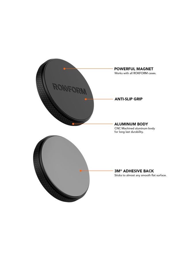 Rokform - Low Pro Magnetic Phone Mount, 1-Inch Phone Magnet for Car, 3M VHB Adhesive Holder Mounts to Almost Any Flat Surface, Compatible with All Cases (Black) - Image 2