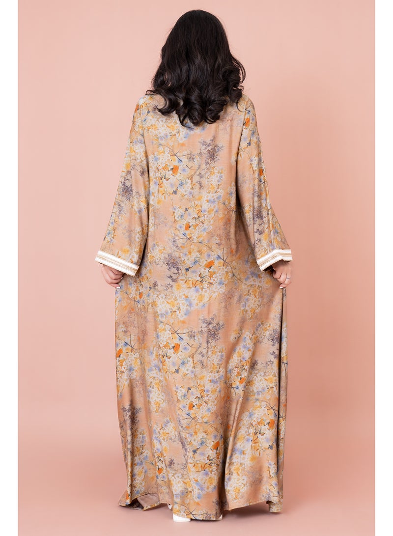 IKKXA Embroidered Floral Print Jalabiya - Image 2