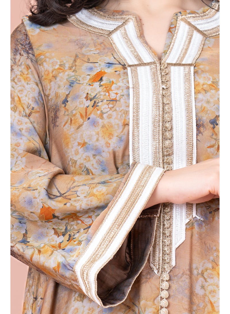 IKKXA Embroidered Floral Print Jalabiya - Image 4