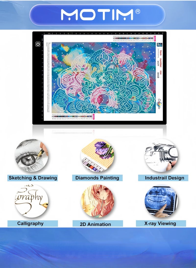 Motim A4 LED Copy Board Light Tracing Box Portable USB Power Drawing Pad Tracing Copy Board with 3 Adjustable Brightness for Tattoo Drawing & Streaming & Sketching & Animation & Stenciling - Image 3