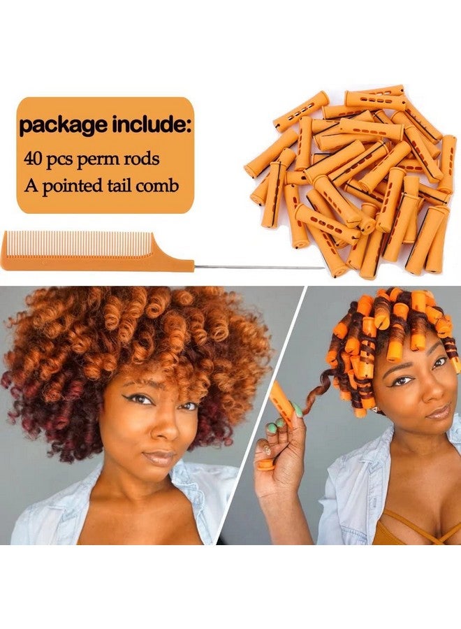 YOROSTAR 40Pcs Perm Rods Set For Natural Hair Plastic Cold Wave Orange Perm Rods For Long Short Hair Rollers For Women Diy Hairdressing Tools（Orange） - Image 4