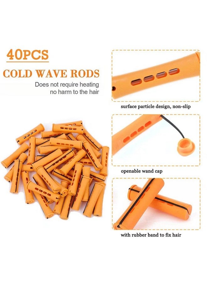 YOROSTAR 40Pcs Perm Rods Set For Natural Hair Plastic Cold Wave Orange Perm Rods For Long Short Hair Rollers For Women Diy Hairdressing Tools（Orange） - Image 2