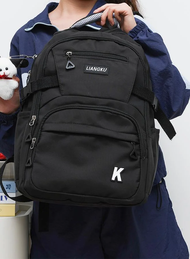 Take Two Black Polyester Backpack with Zip Closure