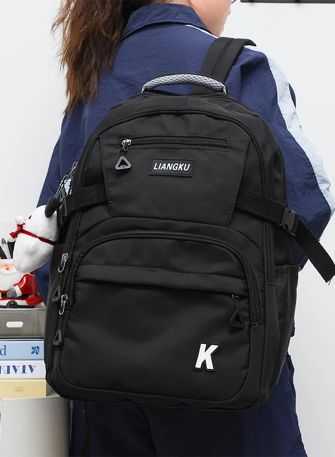 Take Two Black Polyester Backpack with Zip Closure