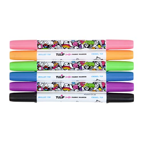 Tulip Permanent Fabric Markers, Dual Tip Graffiti 6-Pack, Neon - Image 2