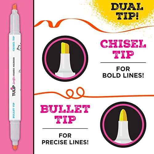 Tulip Permanent Fabric Markers, Dual Tip Graffiti 6-Pack, Neon - Image 5