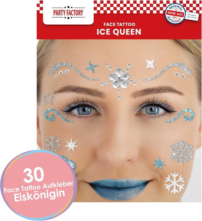 Party Factory Single & bulk storage compatible Frozen Face Tattoo, Temporary Glitter Face Tattoo for Theme Party, Halloween & Carnival, Children & Adults Gulf standard sizing alternatives - Image 2