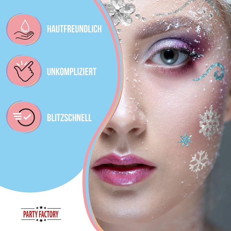 Party Factory Single & bulk storage compatible Frozen Face Tattoo, Temporary Glitter Face Tattoo for Theme Party, Halloween & Carnival, Children & Adults Gulf standard sizing alternatives - Image 4