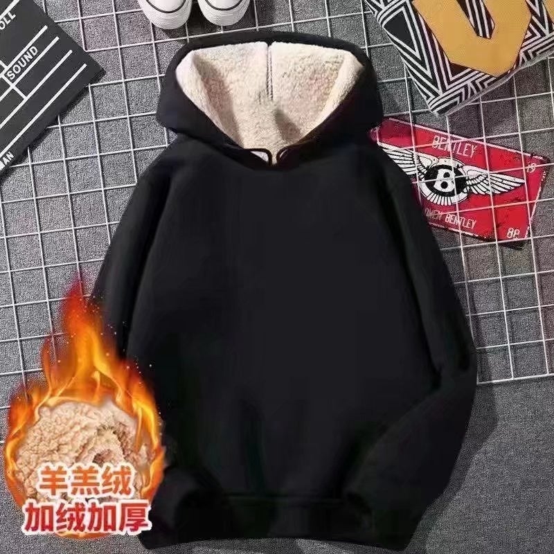 Youth Popular Hooded Casual Lazy Men'S Trendy Fleece-Lined Fashion Loose Winter New Hoodie Pullover Harajuku Art