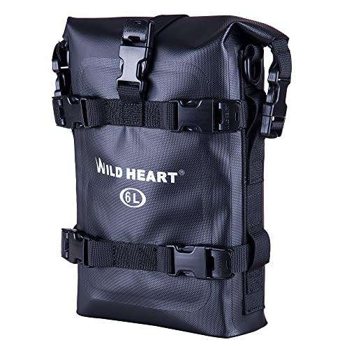 WILD HEART Waterproof Crash Bar Bags 6L8L15L Motorcycle Bag used as Motorcycle Luggage Sissy Bar Back Seat Saddle Rack Rear Fender Pouch Dirt Bike Gear Side Tool Bag Pack for moto ATV6L Black TPU - Image 1