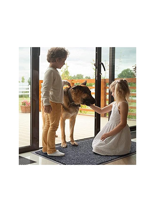 The Bros 2 Pack Door Mat Outdoor Indoor, Waterproof Anti-Slip Durable Rubber Doormat Low-Profile Design Floor Front Doormat Rugs for Entryway,Patio,Garage,High Traffic Areas (19.6 * 31.5 inch, Grey) - Image 2