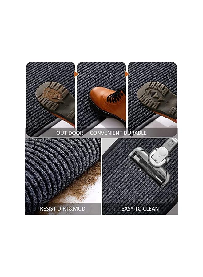 The Bros 2 Pack Door Mat Outdoor Indoor, Waterproof Anti-Slip Durable Rubber Doormat Low-Profile Design Floor Front Doormat Rugs for Entryway,Patio,Garage,High Traffic Areas (19.6 * 31.5 inch, Grey) - Image 3