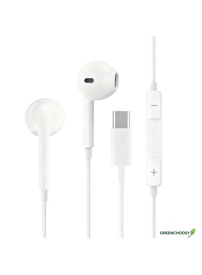 تُقدم أسماعات Type-C السلكية داخل الأذن: جودة صوت مكتمل، أداء سليم وانعكاس صفري، ووظائف توصيل وشغل فوري (plug-and-play) – بسلک TPE ومقابس مبلورة بالذهب متينة، تصميم تعملي لراحة الارتداد، توافق سيناريوهات متعددة، وعدم قلقات بشأن عمر البطارية. - Image 1