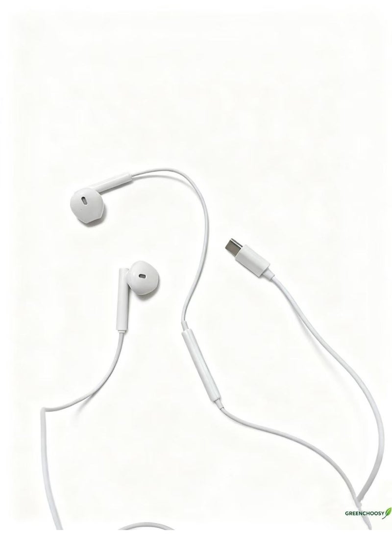 تُقدم أسماعات Type-C السلكية داخل الأذن: جودة صوت مكتمل، أداء سليم وانعكاس صفري، ووظائف توصيل وشغل فوري (plug-and-play) – بسلک TPE ومقابس مبلورة بالذهب متينة، تصميم تعملي لراحة الارتداد، توافق سيناريوهات متعددة، وعدم قلقات بشأن عمر البطارية. - Image 2