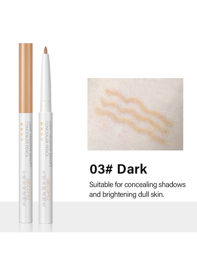 جيكومو قلم خافي عيوب للجمال حساس للضوء، قلم خافي عيوب متعدد الوظائف، 1/2/3 مقاوم للماء لتغطية كاملة، قلم خافي عيوب لتغيير خط الشفاه، تحديد شكل الحاجب 03# داكن - Image 2