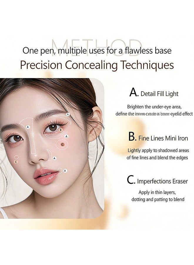 جيكومو قلم خافي عيوب للجمال حساس للضوء، قلم خافي عيوب متعدد الوظائف، 1/2/3 مقاوم للماء لتغطية كاملة، قلم خافي عيوب لتغيير خط الشفاه، تحديد شكل الحاجب 03# داكن - Image 3