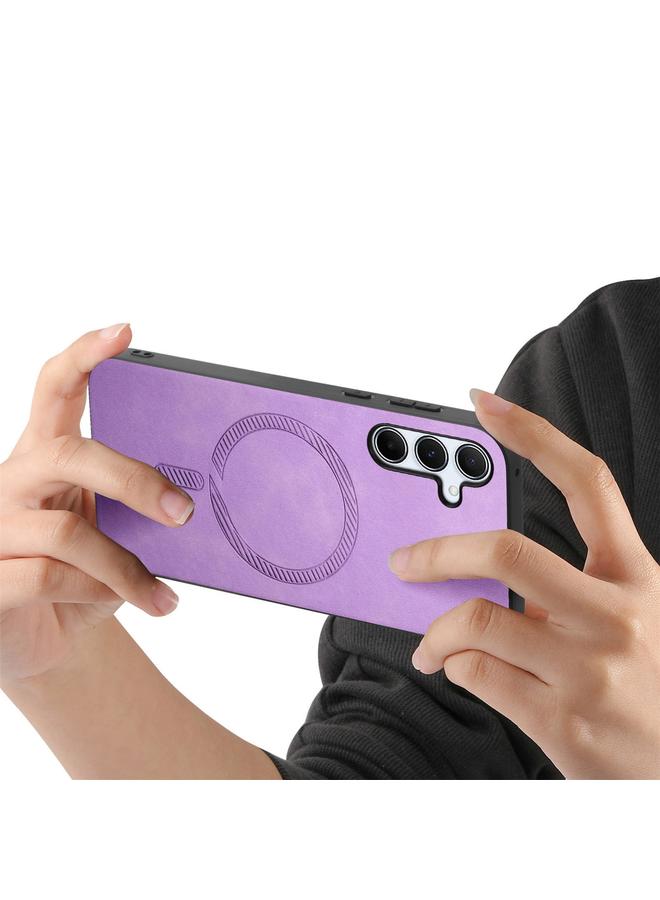 S-TOP Case For Samsung Galaxy A55 5G Solid Color Retro Magsafe PU Back Cover Phone Case - Image 4