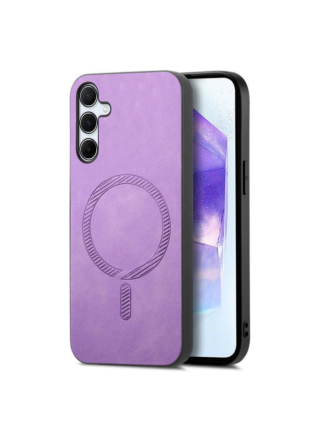 S-TOP Case For Samsung Galaxy A55 5G Solid Color Retro Magsafe PU Back Cover Phone Case - Image 1