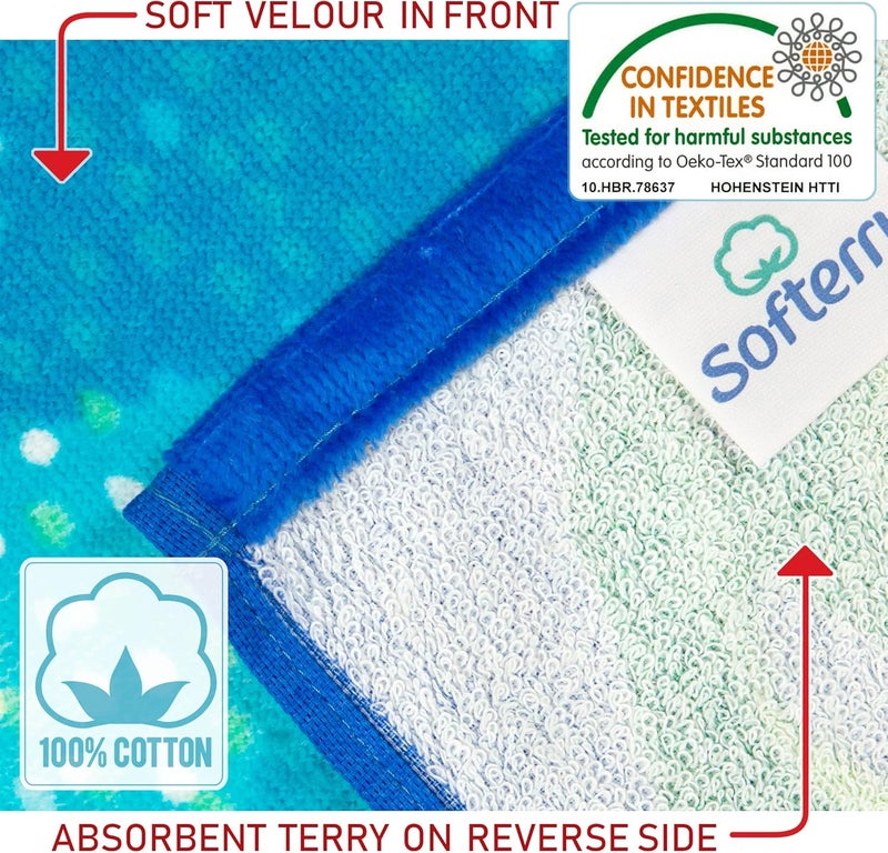 Softerry Mermaid Hooded Poncho Kids Beach Bath Swim Towel 100 Cotton for 27 Years 28 x 47 70 x 120cm inches Mermaid Fun - Image 3