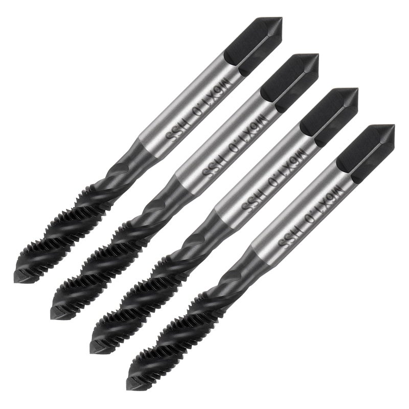 uxcell uxcell 4pcs Spiral Flute Thread Taps, M6 x 1 Nitride Coated Metric Screw Tap, Fully Ground High Speed Steel 6542  - Image 1