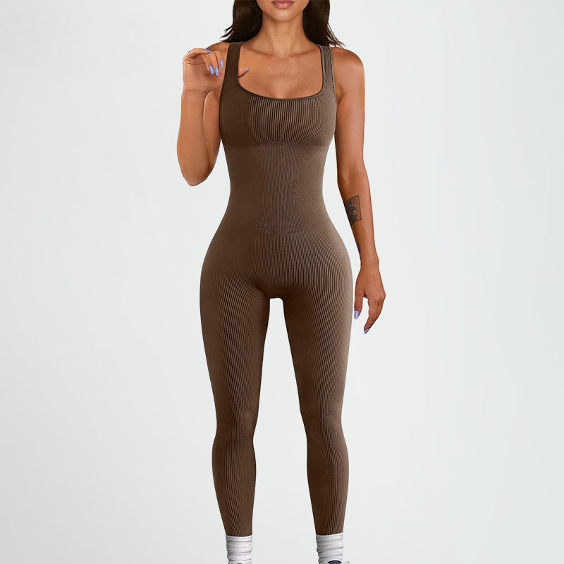 Explosions Threaded Trousers Jumpsuit Seamless Stretch Sportswear Fitness Jumpsuit Yoga Jumpsuit - Image 2