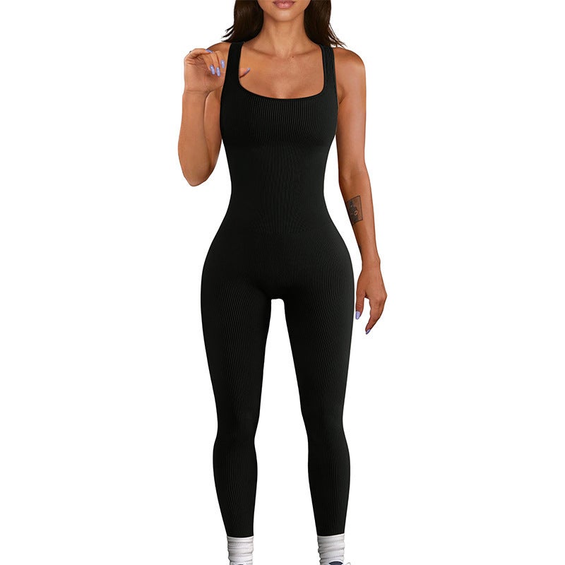 Explosions Threaded Trousers Jumpsuit Seamless Stretch Sportswear Fitness Jumpsuit Yoga Jumpsuit - Image 1