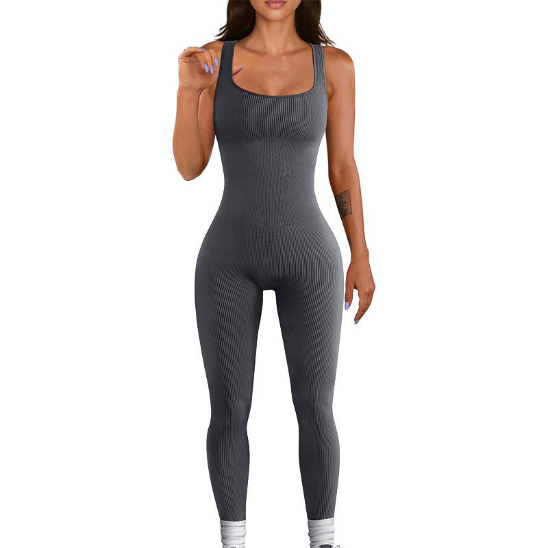 Explosions Threaded Trousers Jumpsuit Seamless Stretch Sportswear Fitness Jumpsuit Yoga Jumpsuit - Image 5