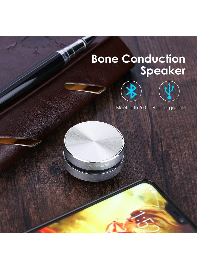 دورا موبي مكبر صوت صغير بتقنية البلوتوث، مكبر صوت لاسلكي محمول بتقنية التوصيل العظمي، صوت جهير ستيريو، مكبرات صوت محمولة إبداعية، مشغل موسيقى صغير الحجم متوافق مع أجهزة iPhone وiPad والأجهزة اللوحية للمنزل والسفر (فضي) - Image 4