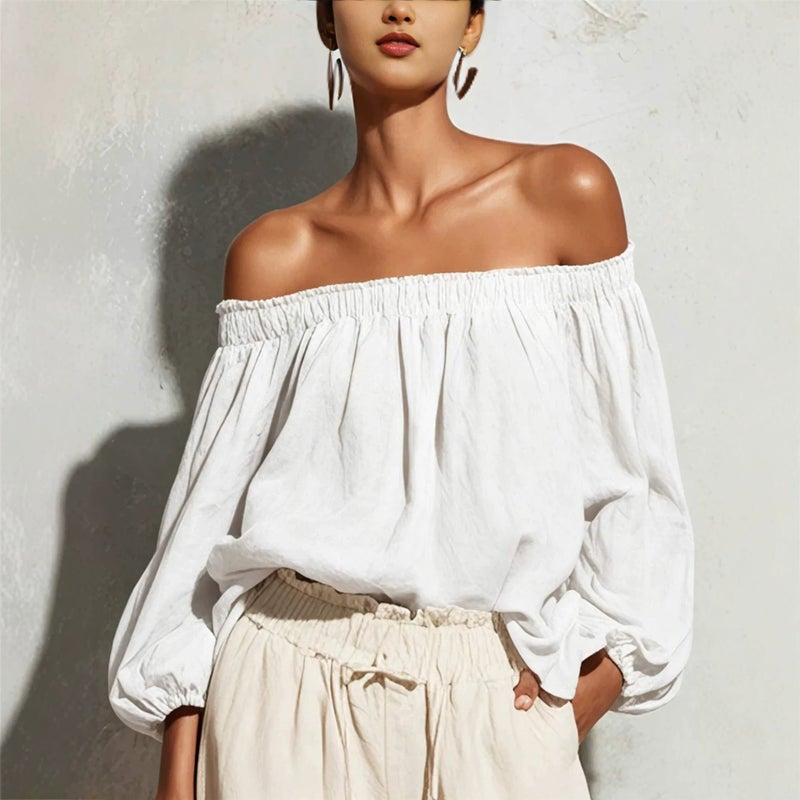 Women's Off-Shoulder Lantern Sleeve Blouse
