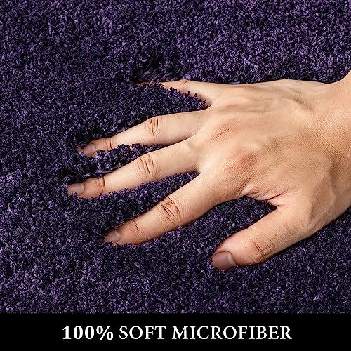 MIULEE Dark Purple Bathroom Rugs Soft Small Absorbent Microfiber Bath Rugs Non Slip Quick Dry Fluffy Bath Mats for Bathroom Floor Tub Showers Machine Washable 16x24 Inch - Image 3