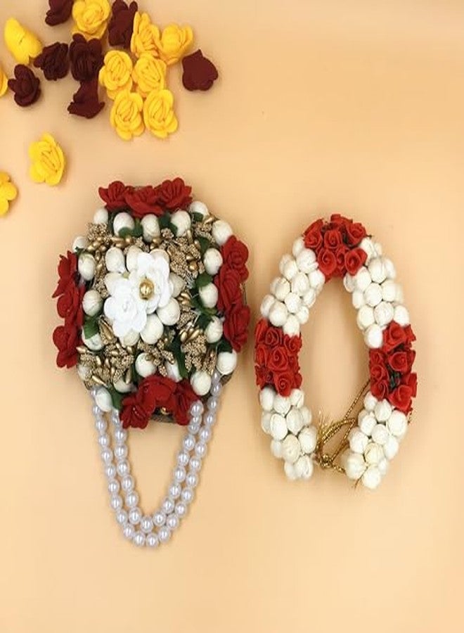 Arooman™ Artificial Flower Bun Gajra Bridal Hair Juda Mogra Combo Hair Accessories For Women/Girls, Pack_2, Coror- Multi - Image 1