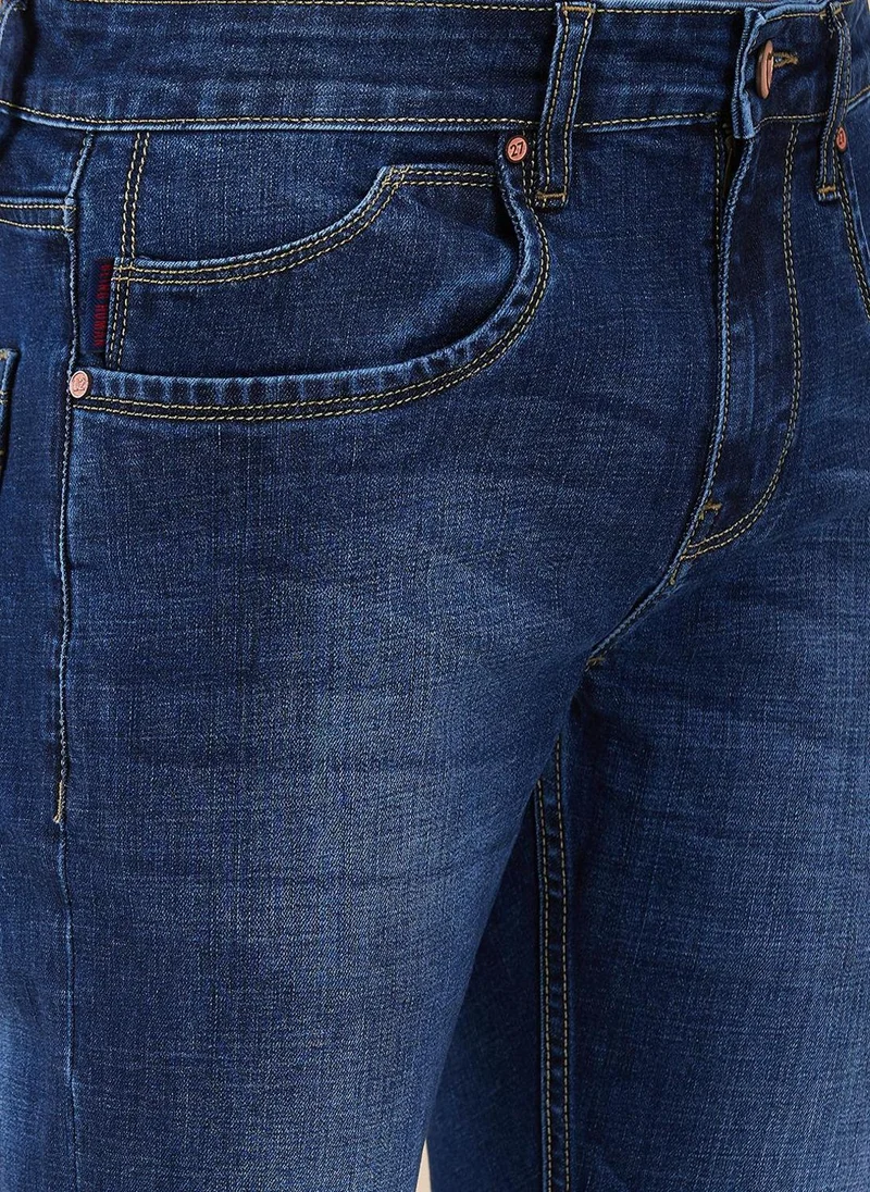 Being Human MID TONE Men Classic Slim Fit Low Distress Light Fade Stretchable Jeans for Men | Best Price UAE