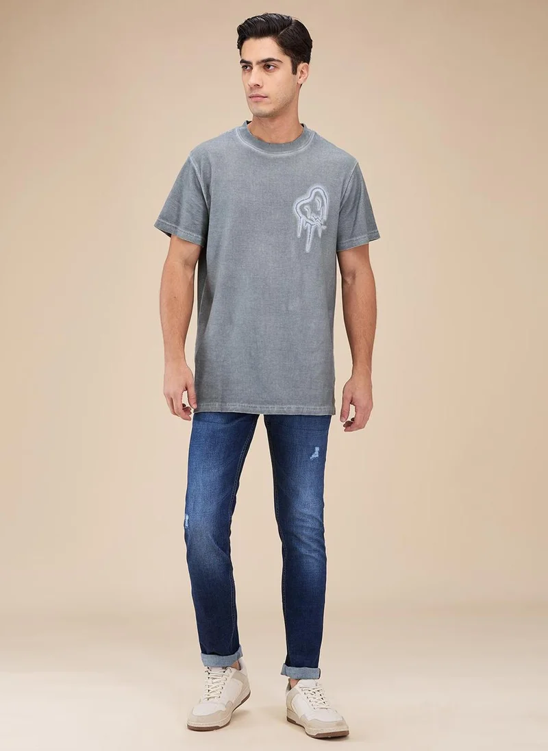 Being Human MID TONE Men Classic Slim Fit Low Distress Light Fade Stretchable Jeans for Men | Best Price UAE