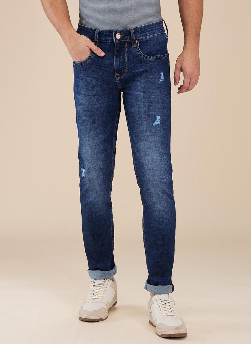 Being Human Men Classic Slim Fit Low Distress Light Fade Stretchable Jeans - Image 2