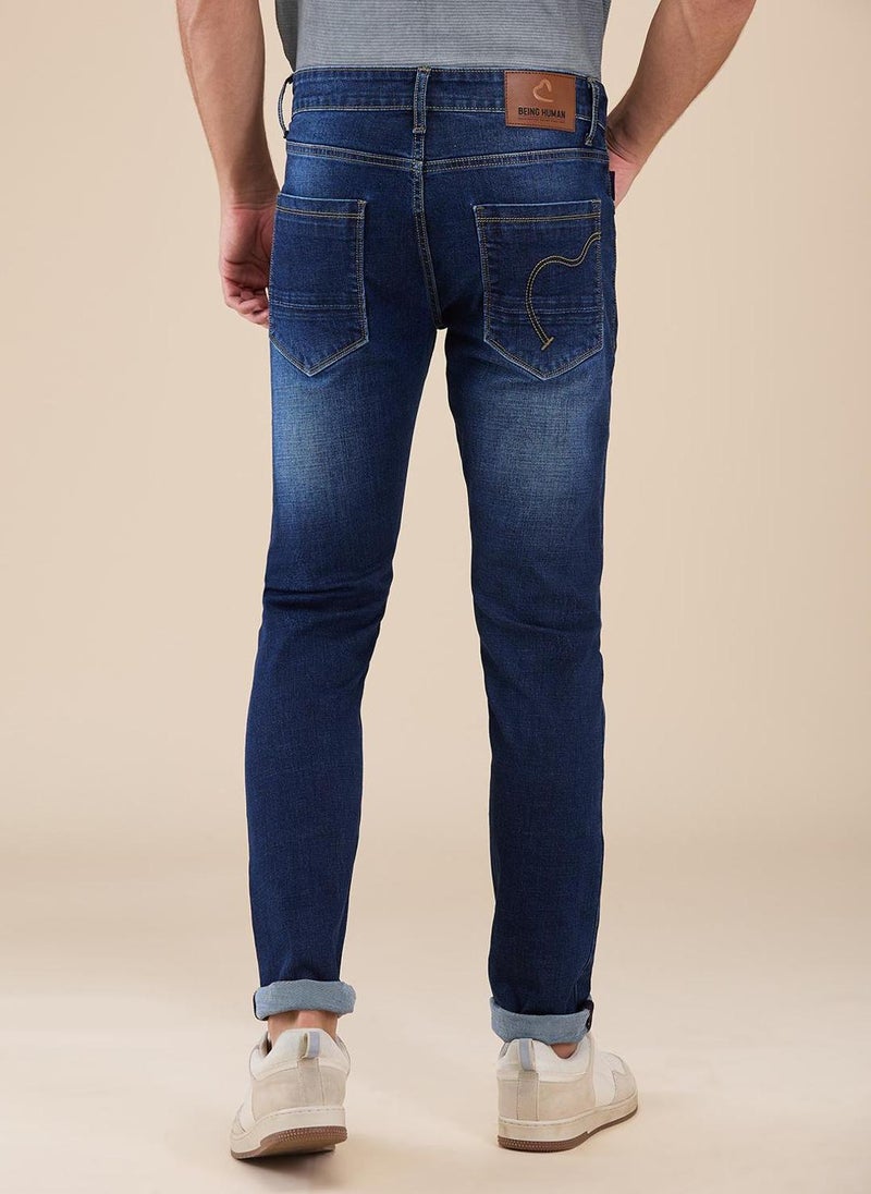Being Human Men Classic Slim Fit Low Distress Light Fade Stretchable Jeans - Image 4