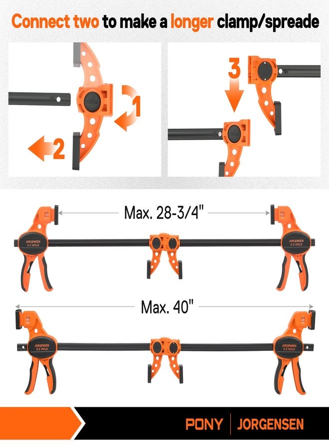 Pony Jorgensen Bar Clamps For Woodworking, 12" 2-Pack One-Handed Clamps/Spreader with Load Limit Indicator, Quick Grip Bar Clamps E-Z Hold F Clamps Set with 300 lbs Load Limit, Medium Duty - Image 5