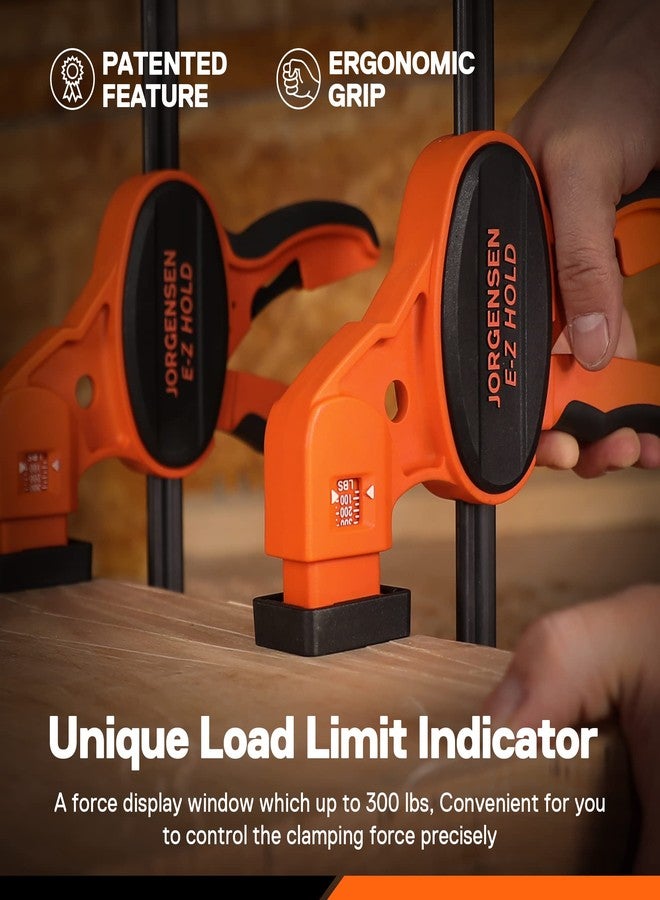 Pony Jorgensen Bar Clamps For Woodworking, 12" 2-Pack One-Handed Clamps/Spreader with Load Limit Indicator, Quick Grip Bar Clamps E-Z Hold F Clamps Set with 300 lbs Load Limit, Medium Duty - Image 3