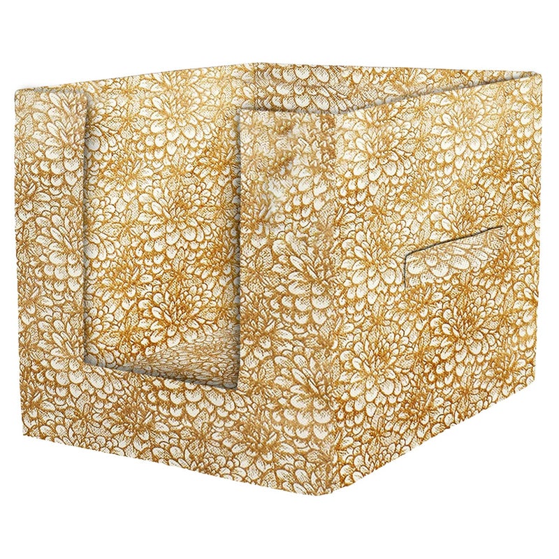 Kuber Industries Kuber Industries NonWoven Flower Print Foldable Shirt StackerWardrobe Organizer For Shirts Sarees Lehengas With Handle Beige - Image 4