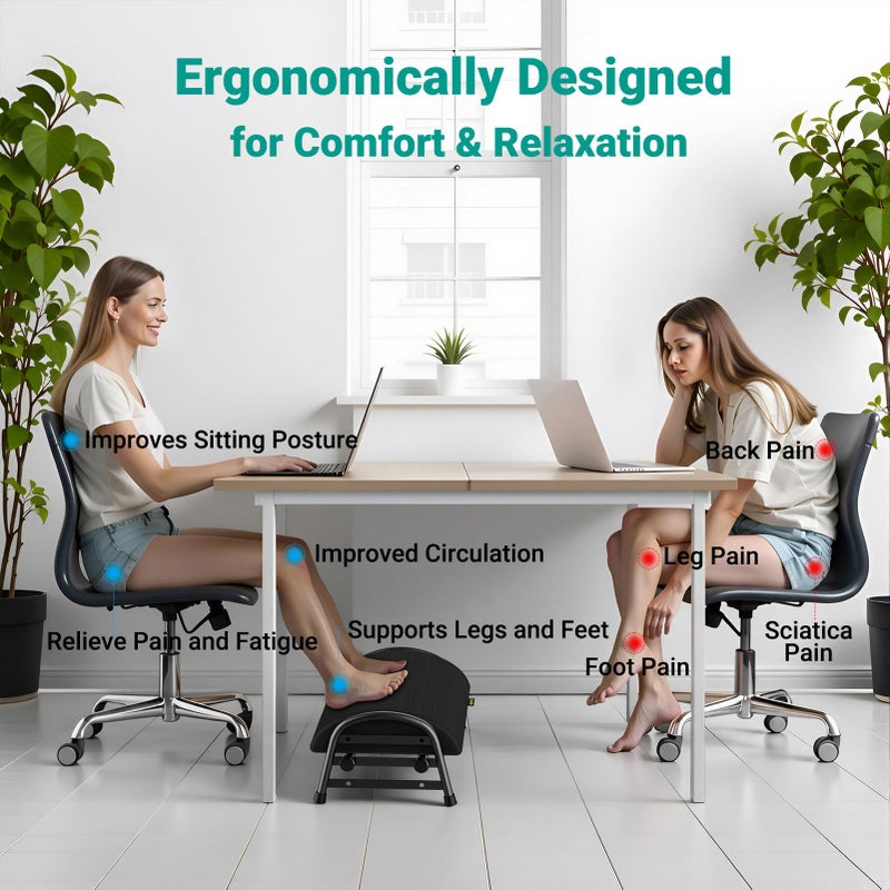 YEASHEIN Adjustable Foot Rest for Under Desk at Work, Ergonomic Under Desk Footrest with 6 Positions, Foot Stools for Under Office Desk Chair, Leg Rest for Home, Car, Computer, Gaming Accessories - Image 4