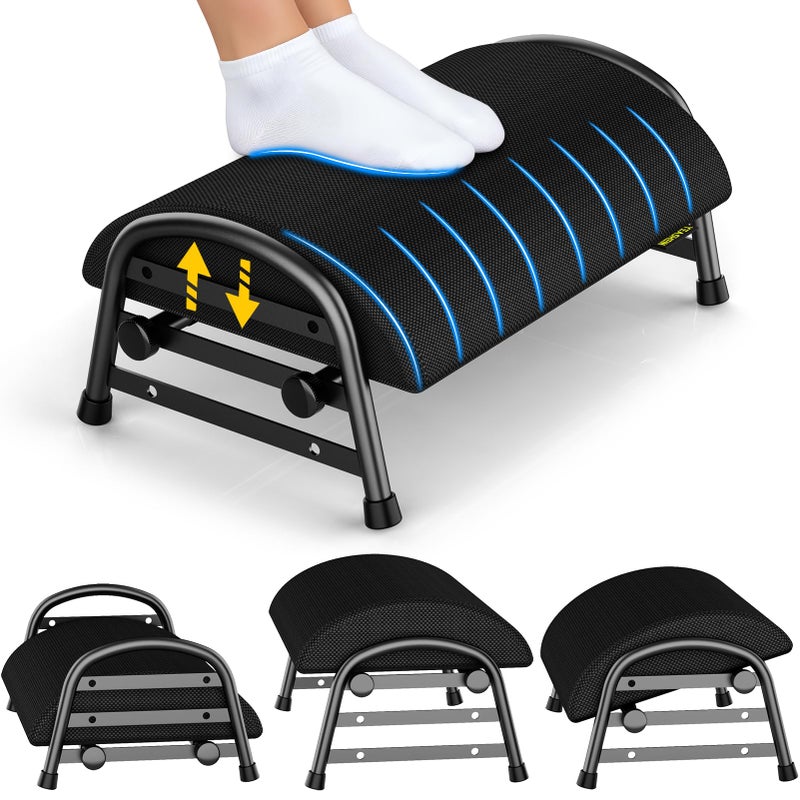 YEASHEIN Adjustable Foot Rest for Under Desk at Work, Ergonomic Under Desk Footrest with 6 Positions, Foot Stools for Under Office Desk Chair, Leg Rest for Home, Car, Computer, Gaming Accessories - Image 1