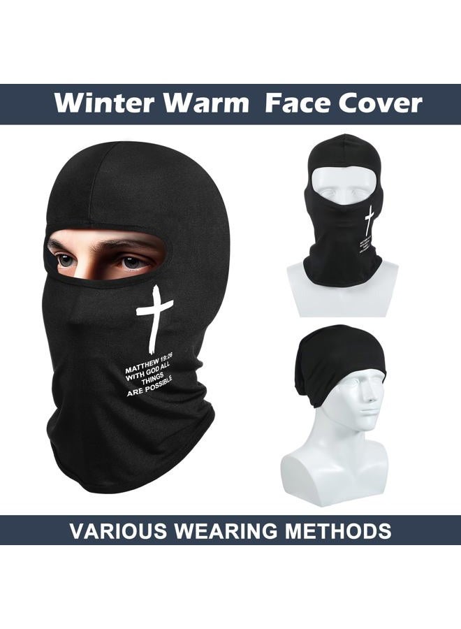 Shyyween 4 Pcs Christian Balaclava Cross Ski Mask Full Face Mask Cover Winter Shiesty Jesus Football Face Cover for Men Women, Black, White, Dark Gray and Navy Blue, One size - Image 4