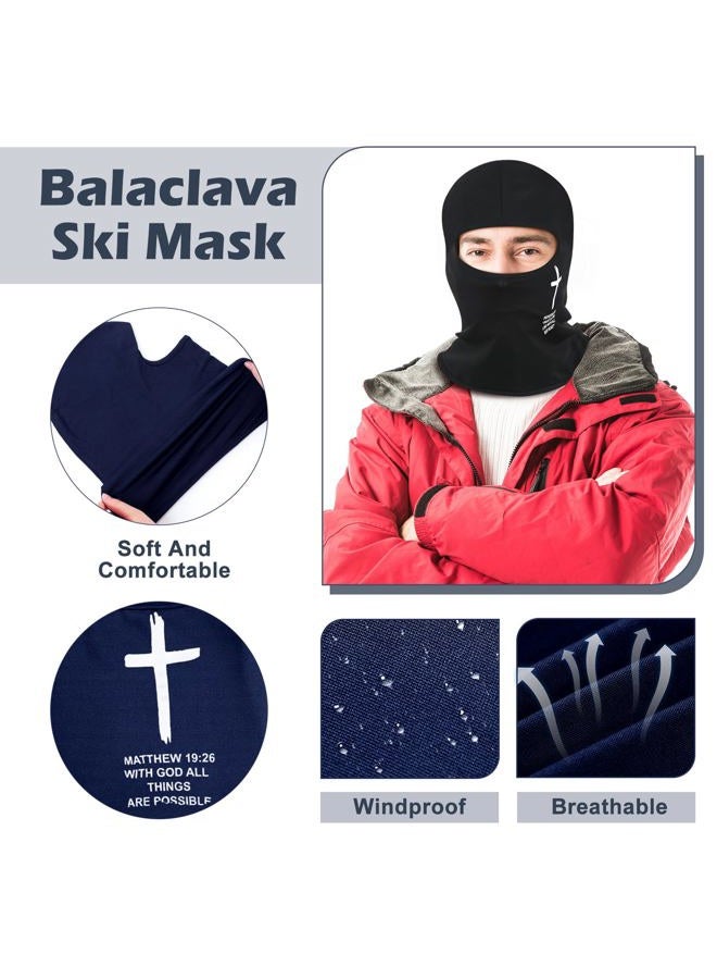 Shyyween 4 Pcs Christian Balaclava Cross Ski Mask Full Face Mask Cover Winter Shiesty Jesus Football Face Cover for Men Women, Black, White, Dark Gray and Navy Blue, One size - Image 5