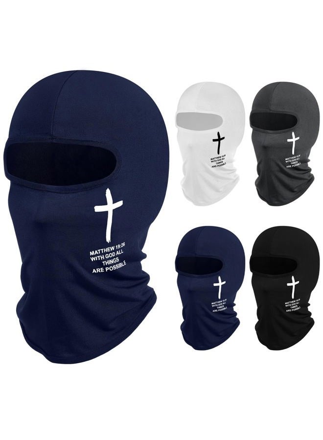 Shyyween 4 Pcs Christian Balaclava Cross Ski Mask Full Face Mask Cover Winter Shiesty Jesus Football Face Cover for Men Women, Black, White, Dark Gray and Navy Blue, One size - Image 1