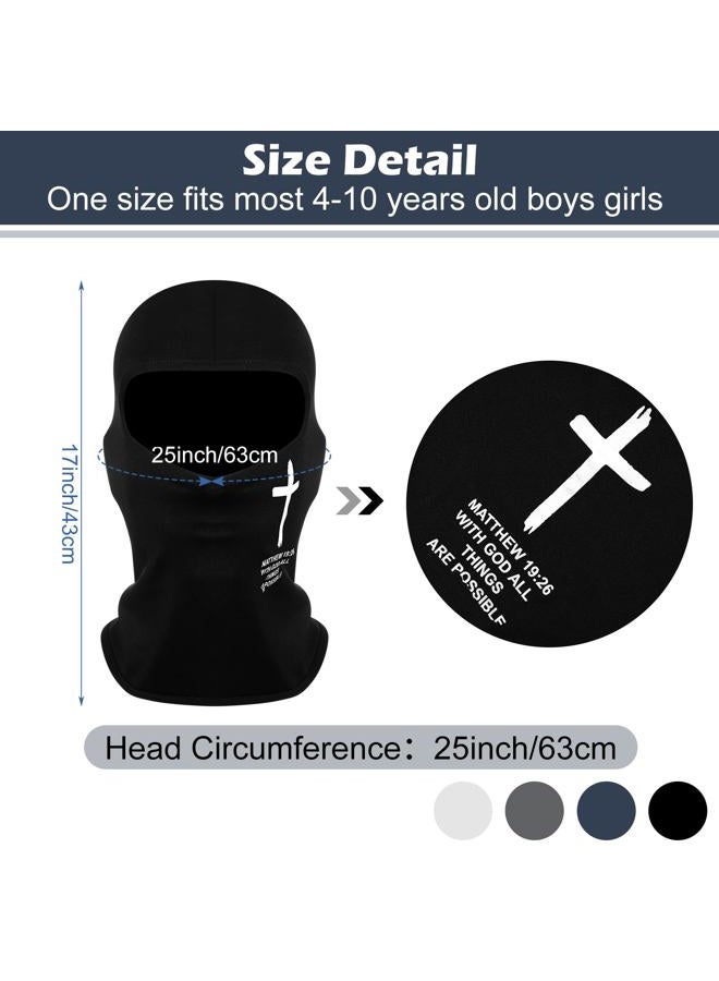 Shyyween 4 Pcs Christian Balaclava Cross Ski Mask Full Face Mask Cover Winter Shiesty Jesus Football Face Cover for Men Women, Black, White, Dark Gray and Navy Blue, One size - Image 2