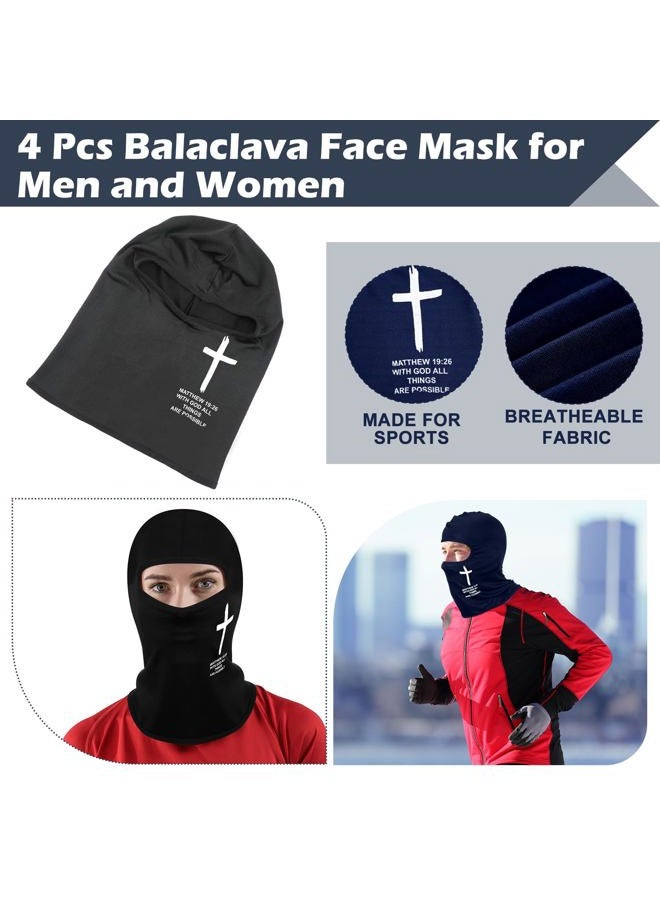 Shyyween 4 Pcs Christian Balaclava Cross Ski Mask Full Face Mask Cover Winter Shiesty Jesus Football Face Cover for Men Women, Black, White, Dark Gray and Navy Blue, One size - Image 3
