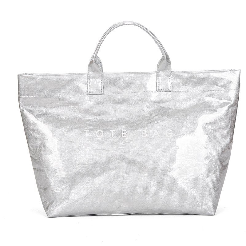 Fashion Retro Dupont Paper Bag Women'S Commuting Large Capacity Kraft Paper Handheld Tote Bag Shopping Bag - Image 1
