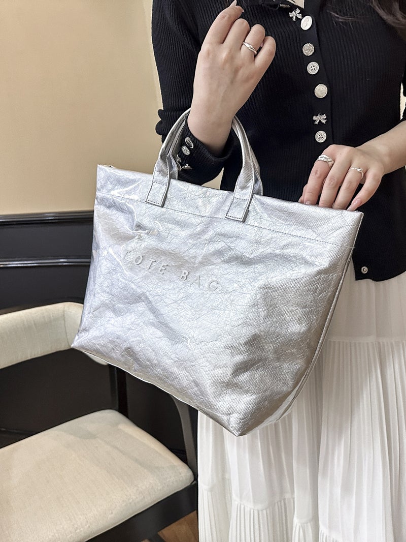 Fashion Retro Dupont Paper Bag Women'S Commuting Large Capacity Kraft Paper Handheld Tote Bag Shopping Bag - Image 3