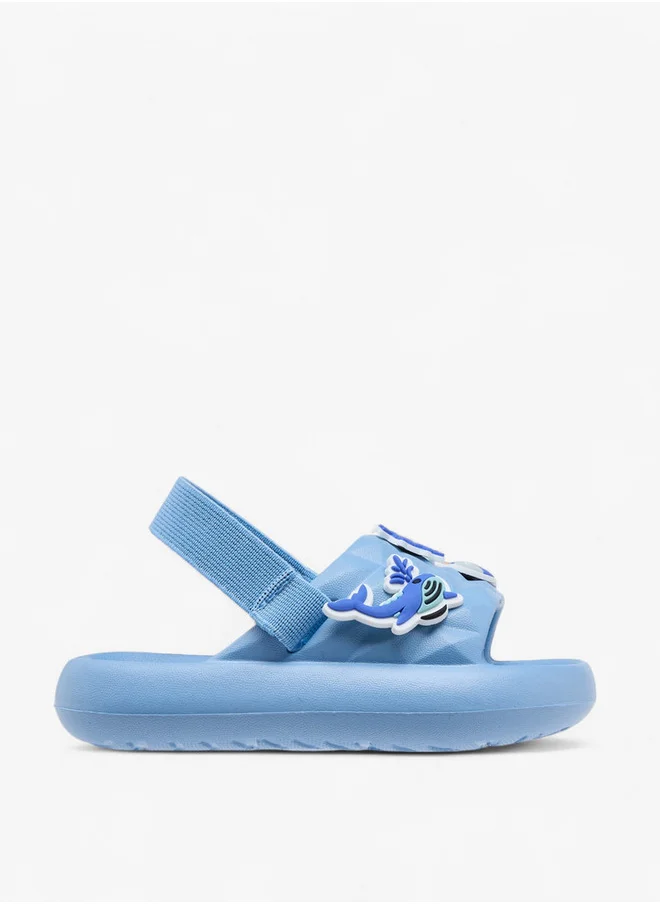 Aqua Sea Applique Slides with Elasticated Strap