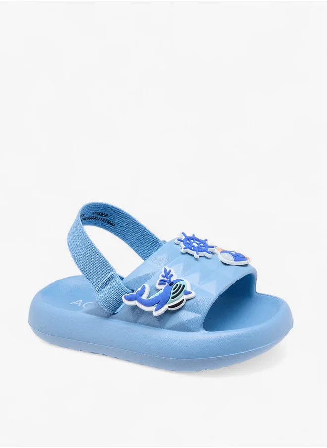 Aqua Sea Applique Slides with Elasticated Strap